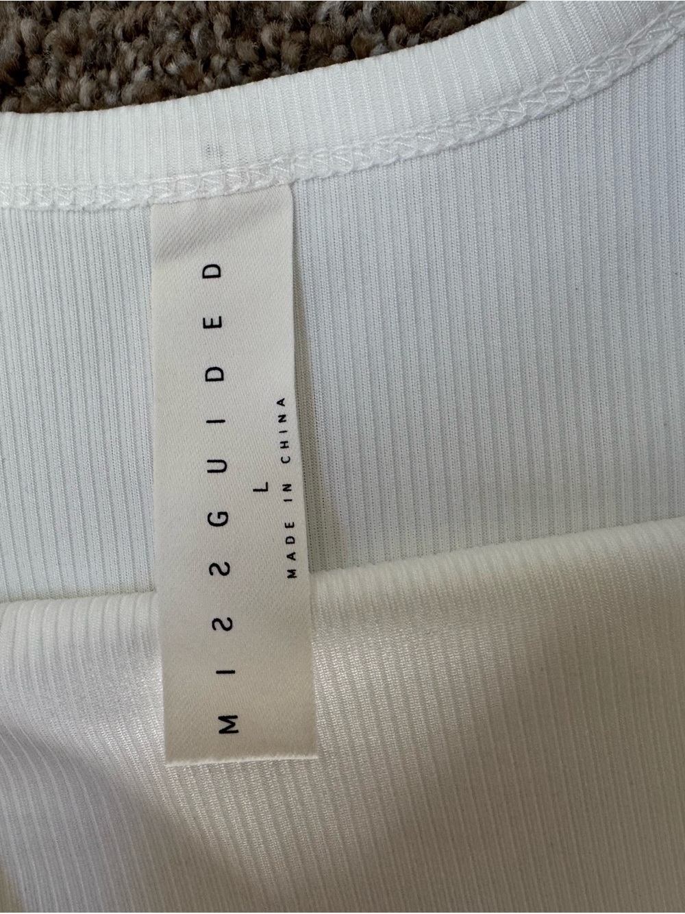 Missguided White Ribbed Logo Tank - Picture 4 of 7